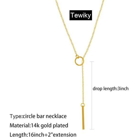 Lariat Necklace for Women,Dainty Gold Long Necklaces 14k Gold Plated Heart Pearl - Picture 6 of 7